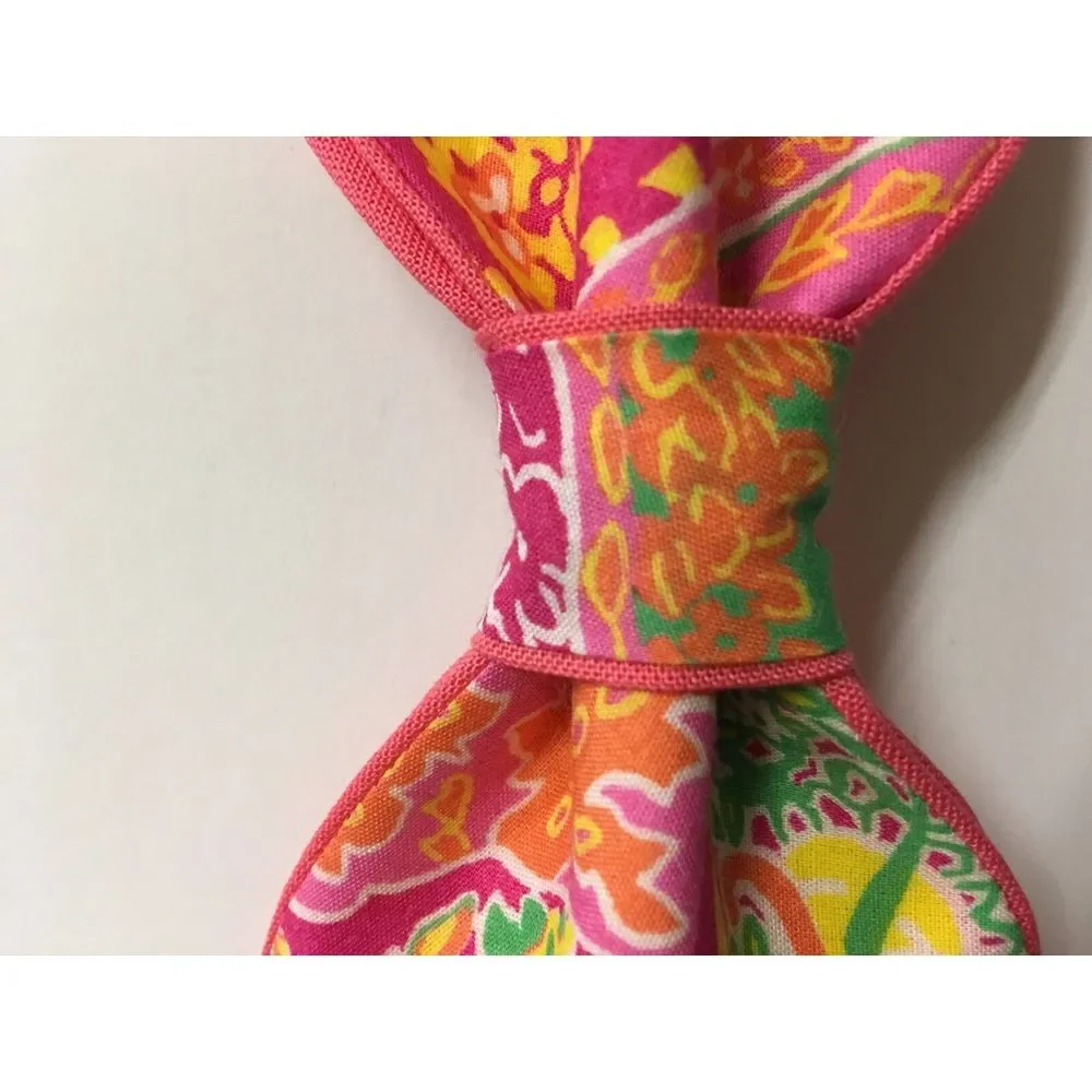 Custom Mens Pink/Yellow Floral Bow Tie‎ Pre-tied Adjustable Handmade bowtie